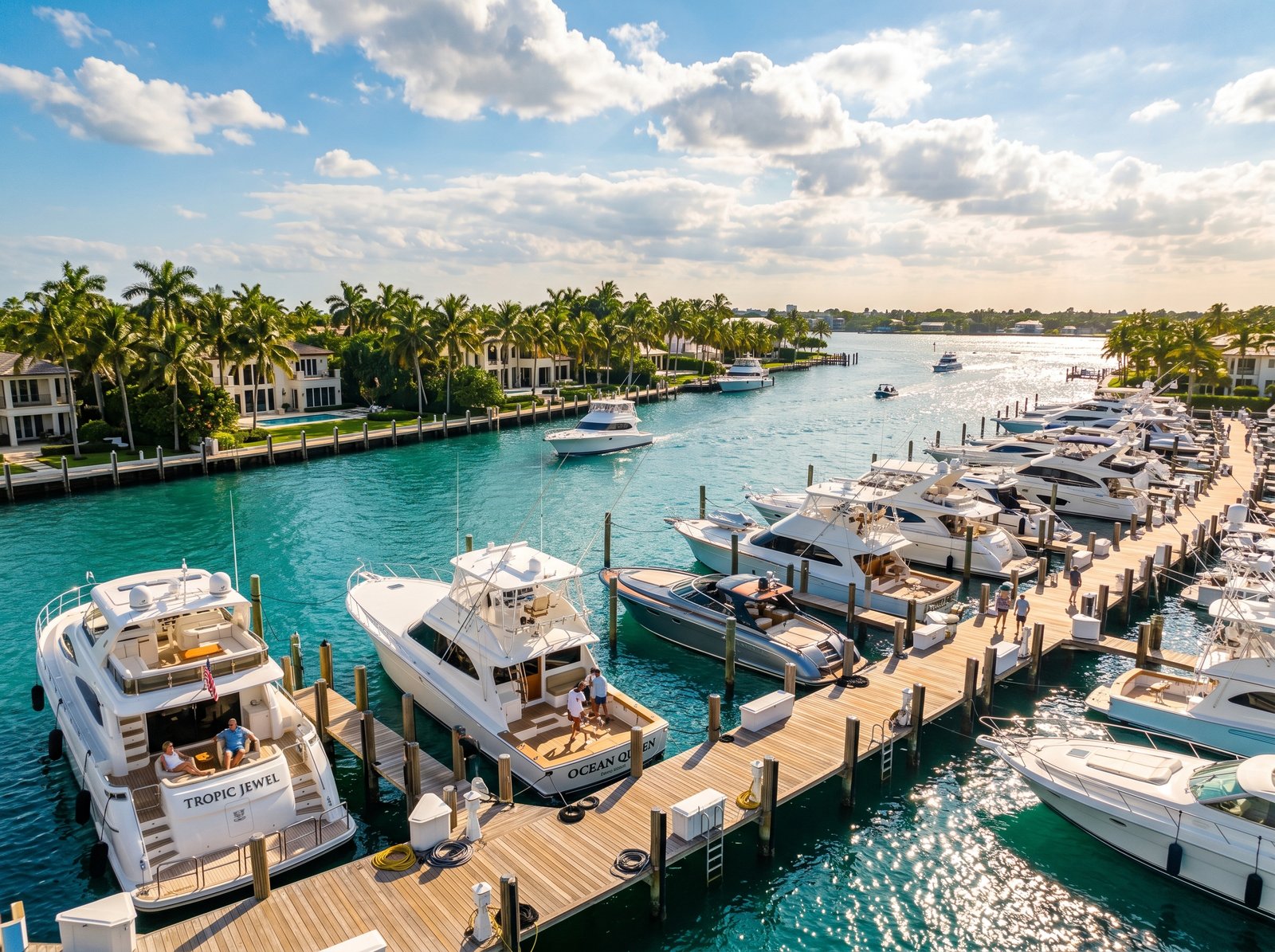 Private luxury yacht docks on the Intracoastal Waterway in Tropic Isle Delray Beach